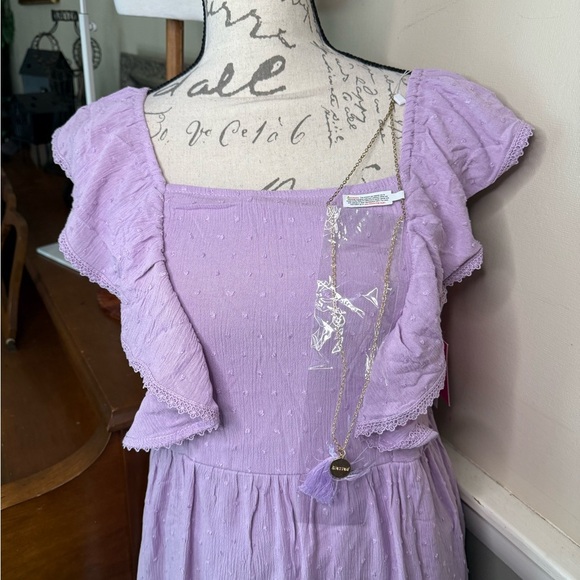 Purple Ruffled Tiered Ruffle Swiss Dot  Dress NWT 58.00 - Picture 5 of 7